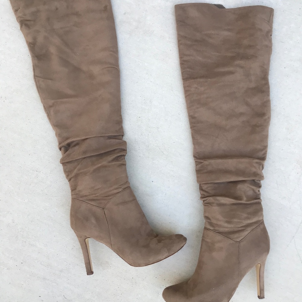 tan over the knee boots